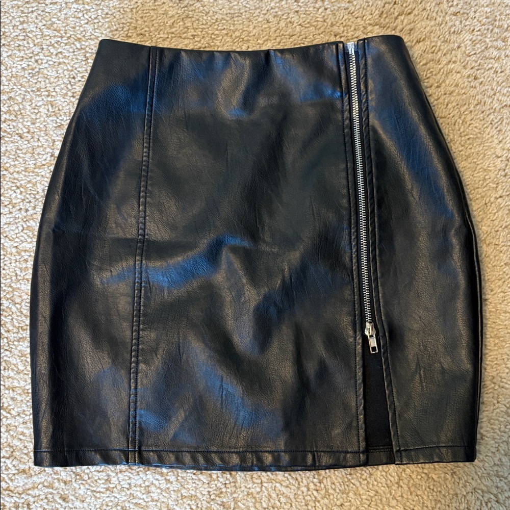 by the way. Black Faux Leather Skirt